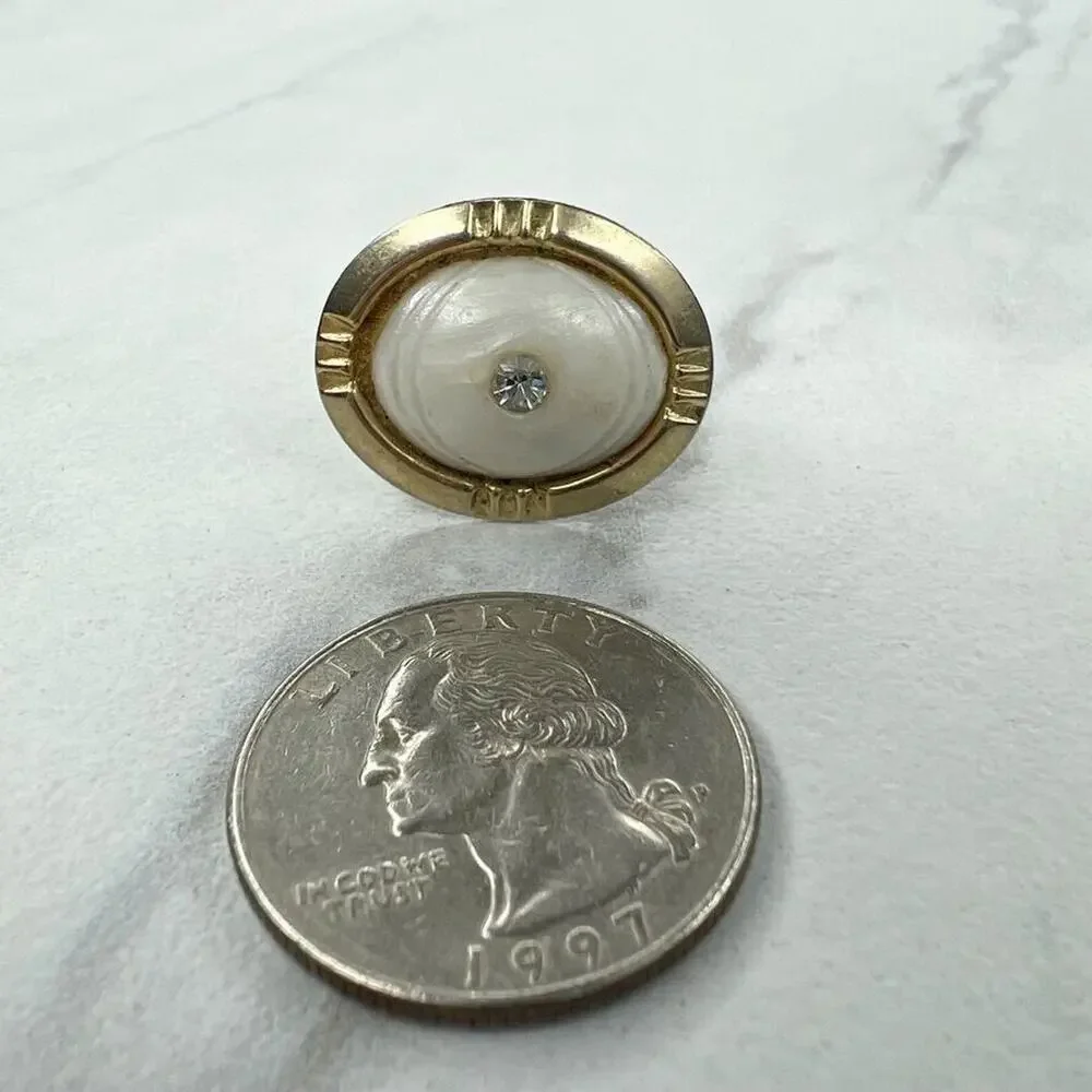 Vintage Gold Tone Rhinestone Single Cufflink